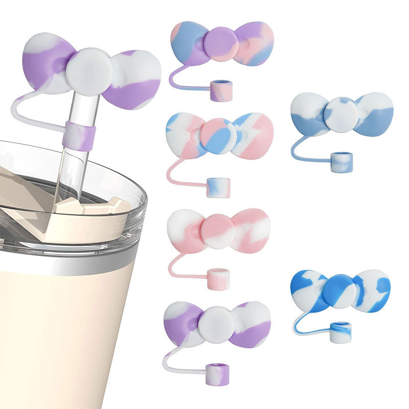 Wholesale cute bow straw plug dust cap 10mm straw lid straw accessories